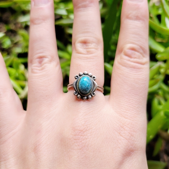 *RARE* Vintage Beau Sterling 925 Silver Turquoise Ring adjustable